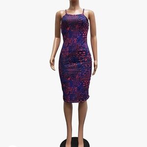 Blue and Pink print Criss Cross dress